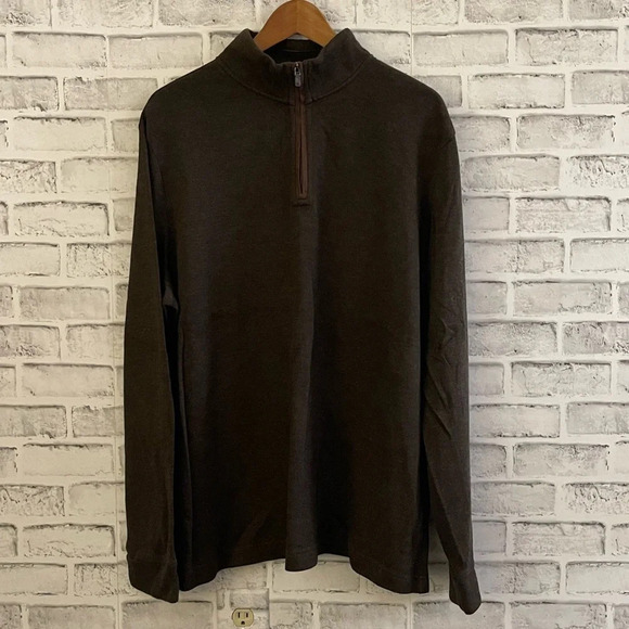Men’s Joseph Abboud brown coffee colored 1/4 zip pullover XL - Picture 1 of 4